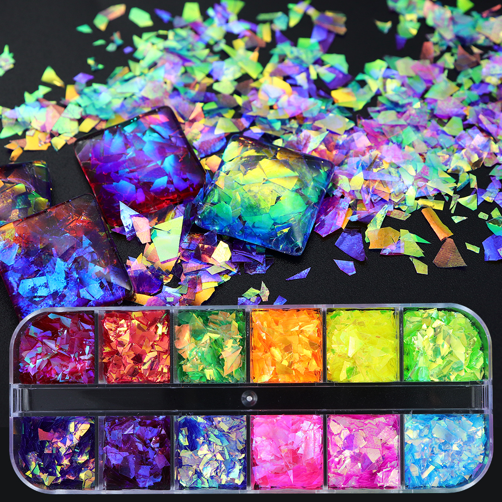 Pet Supplies Delivery - 12 grid/kotak Glitter warna-warni serpihan tidak