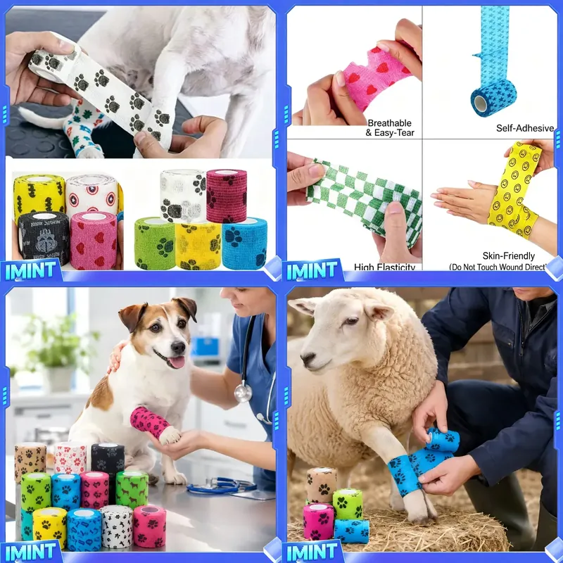Pet Supplies First - Perban Perekat Mandiri Motif Jejak Kaki,