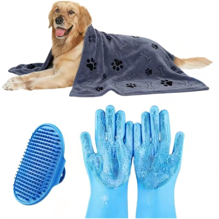 Pet X Supplies & Tack Photos - 3PCS Perlengkapan Mandi Anjing, Sikat Mandi