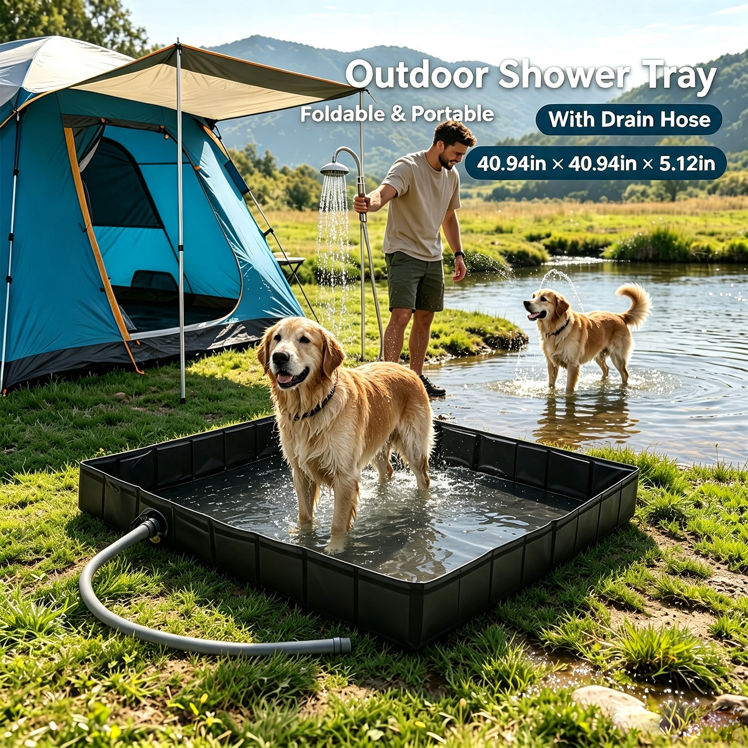 Pet X Supplies & Tack Photos - Bak Mandi Lipat dengan Pipa Pembuangan,