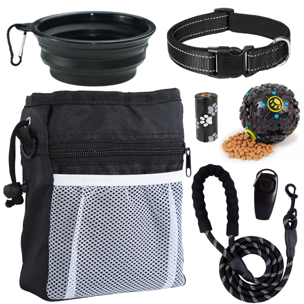 Training Clicker Dog - 7 Paket Kantong Camilan Anjing, Mangkuk